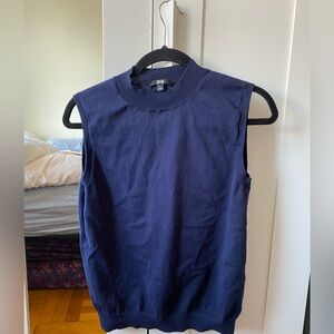 Uniqlo Navy Sleeveless Sweater Mock Neck Knit Top Size L
